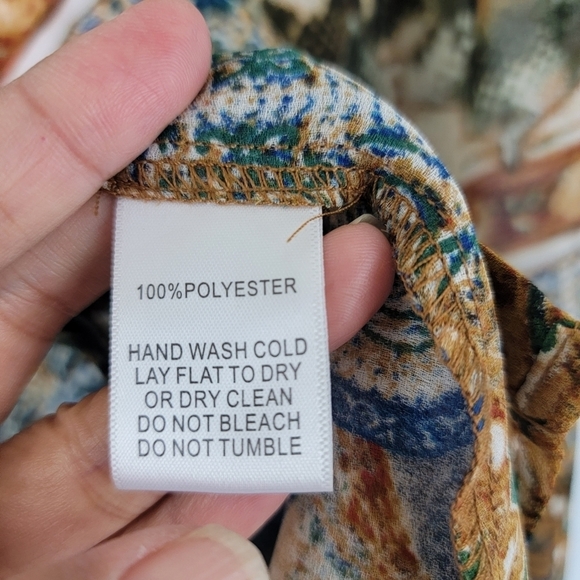 ALBERTO MAKALI Woman Mix Prints Button Up Long Sleeve Blouse Sz XL Boho Fall - Picture 10 of 11